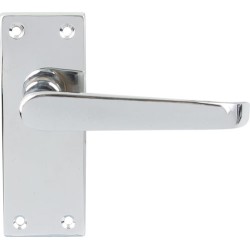 Polished Chrome Victorian Door Handles - Latch Backplate 